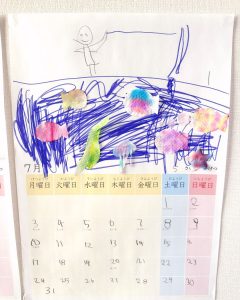 5歳の子どもが作ったカレンダー7月分